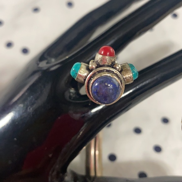 Vintage Silver metal twisted cuff bracelet with eight stones - Picture 7 of 7